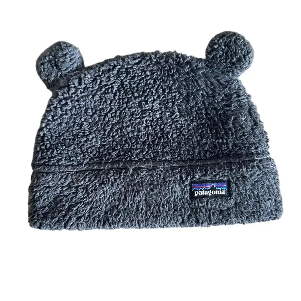 Grey patagonia fleece beanie with ears baby kids toddler